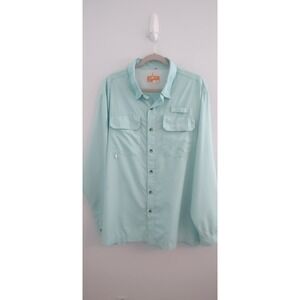 HABIT 30+ Solar Factor Adjustable LS Fishing Shirt Seafoam Green Men XL 2 Pocket